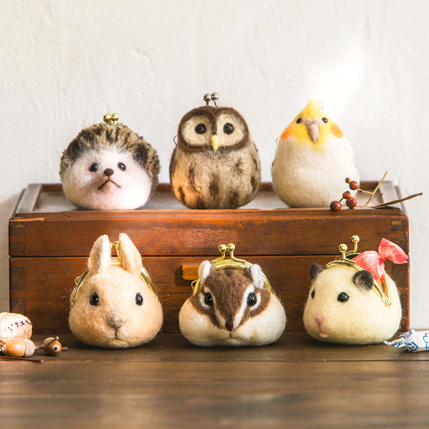 可愛動物羊毛氈錢包