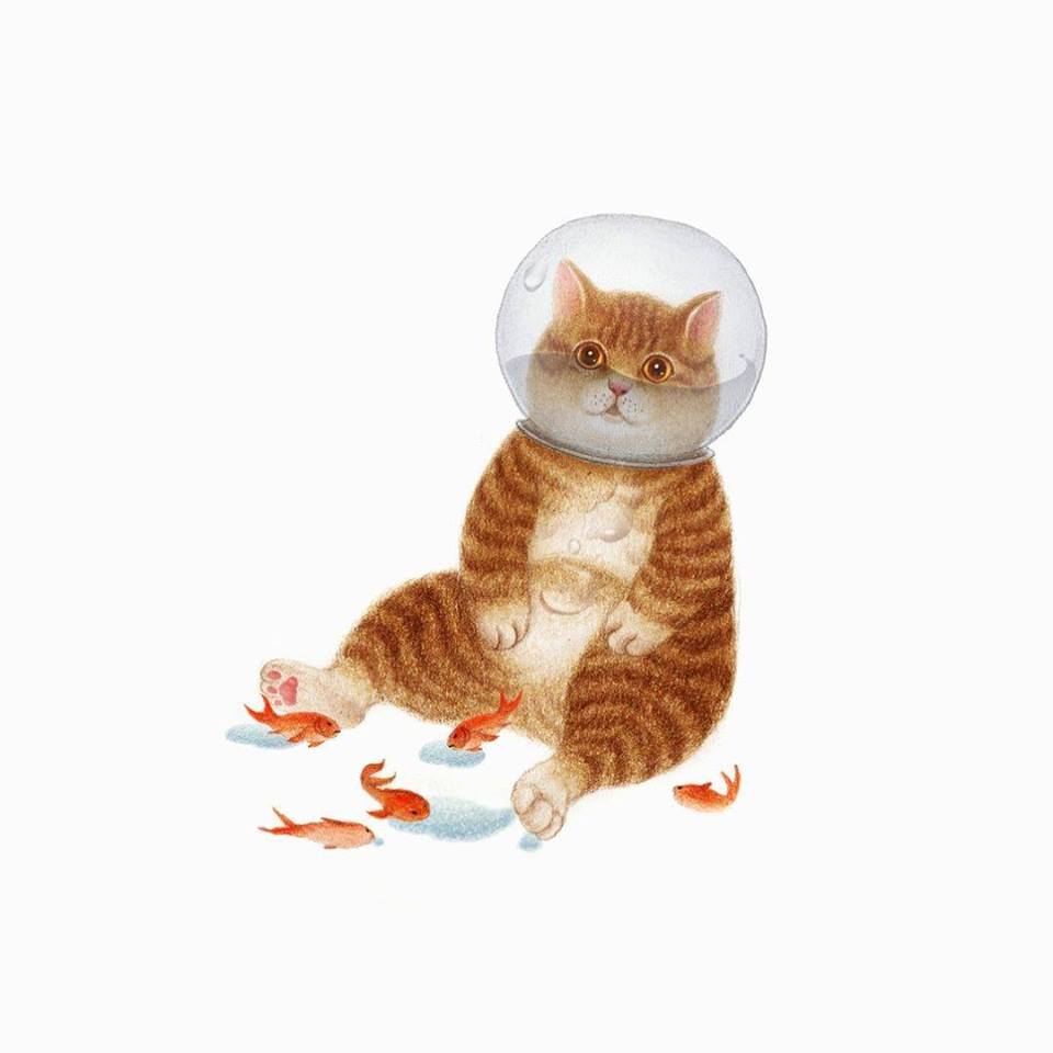 關於喵咪的小品插畫