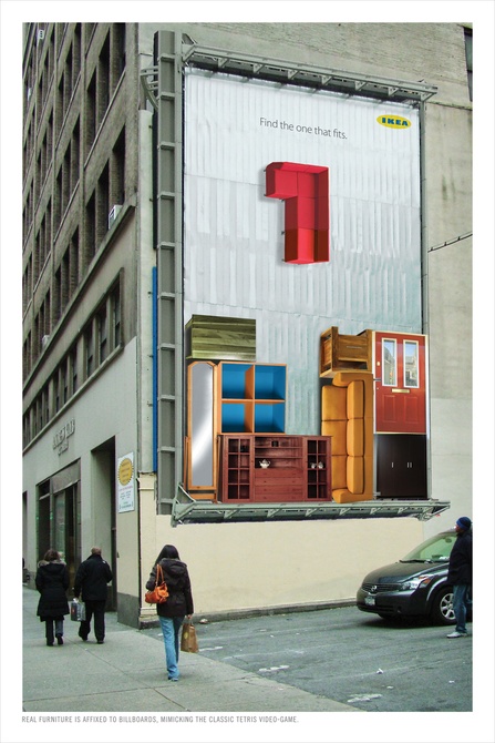 IKEA 家具廣告，如果您在宜家安排家具，您的房間將井井有條，就像俄羅斯方塊