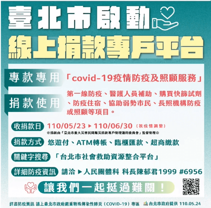 台北市新冠病毒線上捐款專戶平台